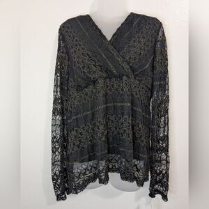 Notations Y2K Lace Mesh Witchy Feminine Whimsigoth Dark RomanticTop XL NWT